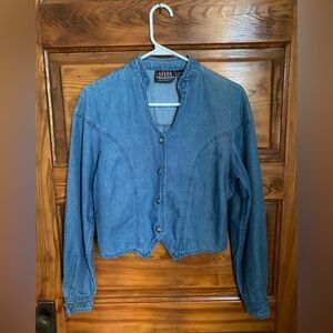 Vintage Ozark Mountain denim long sleeve button down/top